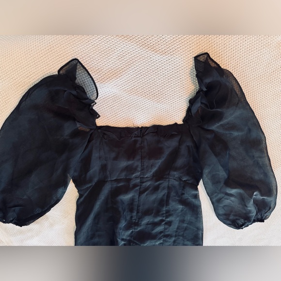 12th TRIBE Lioness Feng Shui Black Sheer Sleeve Mini Dress - Picture 14 of 16